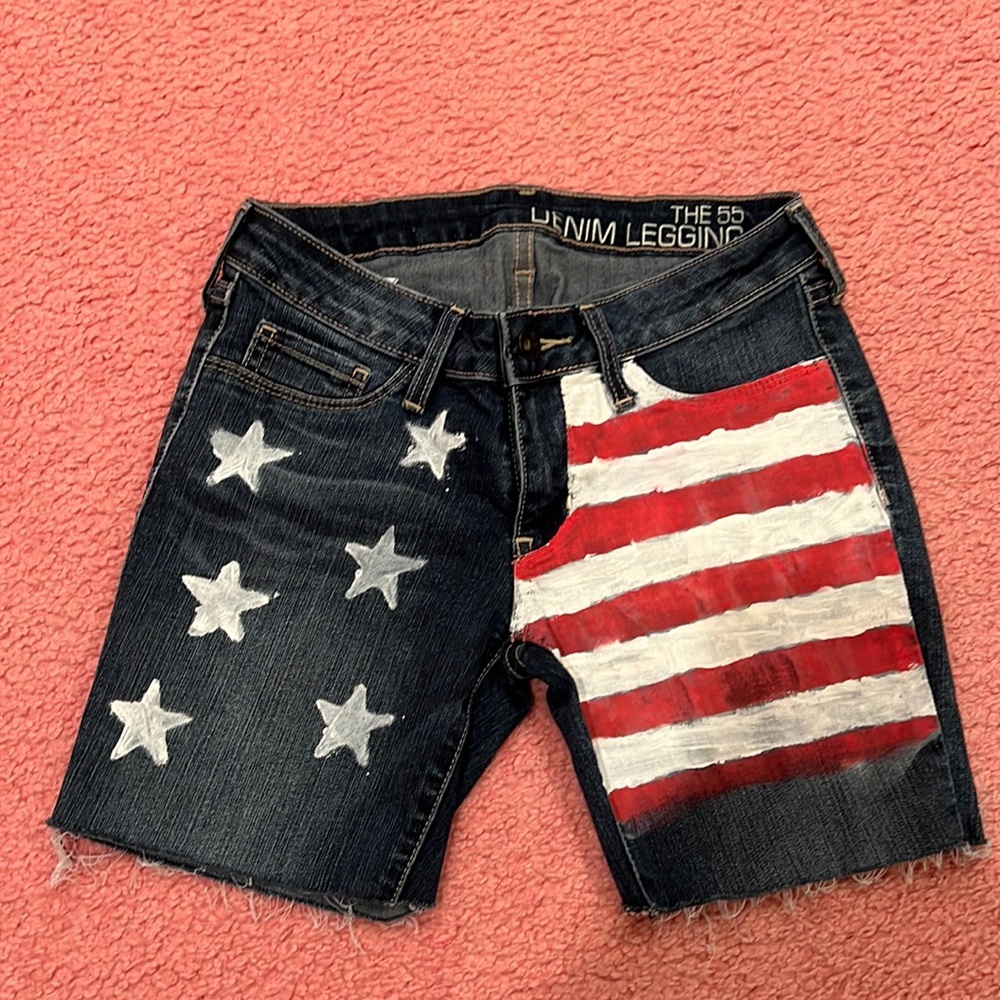 The 55 Denim Legging Homemade American Flag jean shorts